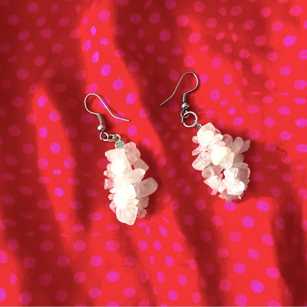 White Stone Dangle Earrings- Handmade